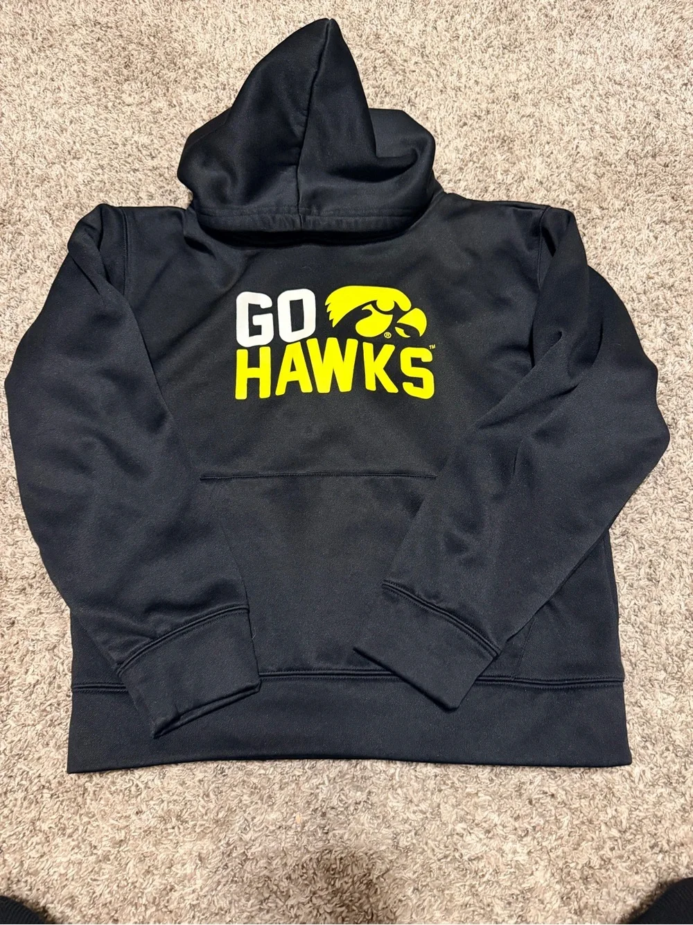 Nike Black Hoodie with Yellow GO HAWKS Graphic